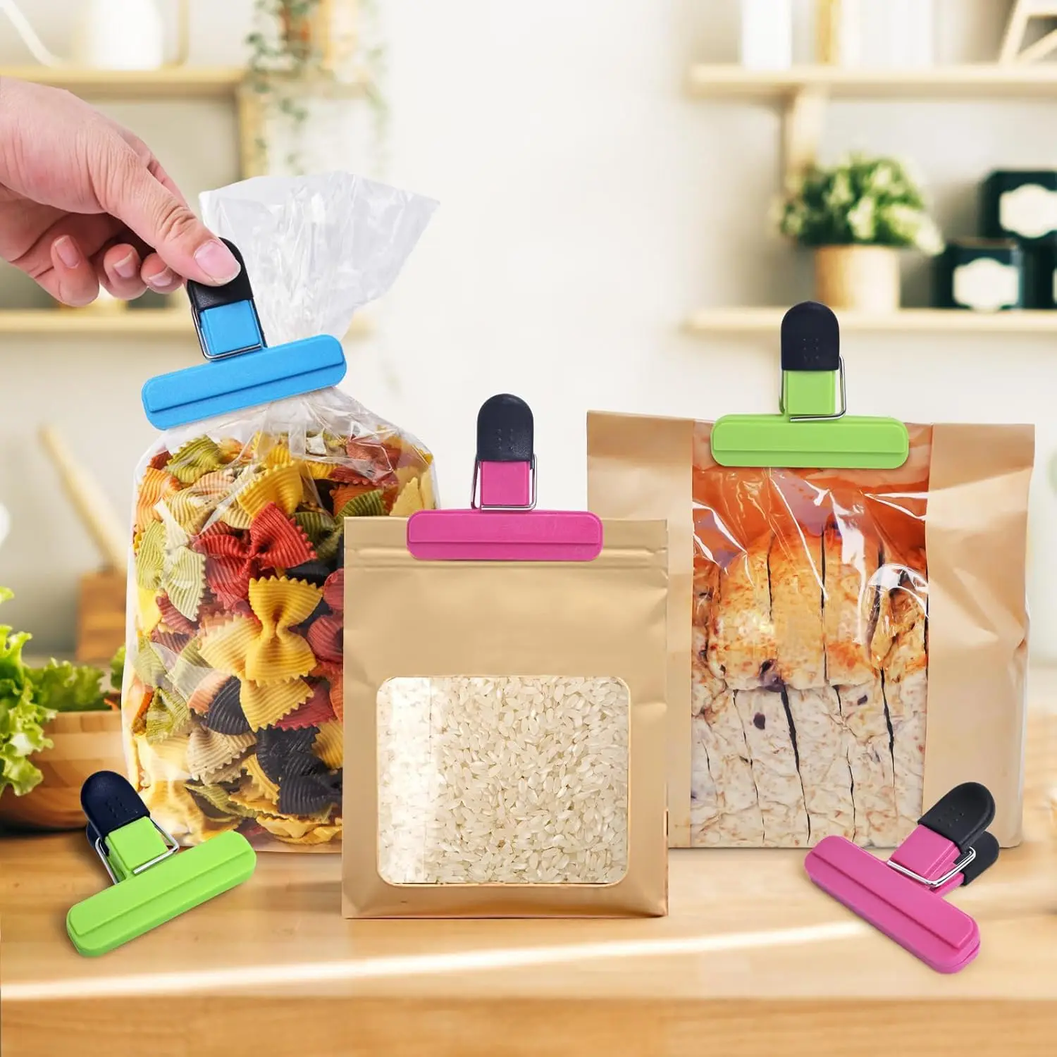 

Potato Chip Bag Clip Food Clip Food Storage Bag Clip with Sealing Handle Household Snack Moisture-proof Sealing Clip 2pcs