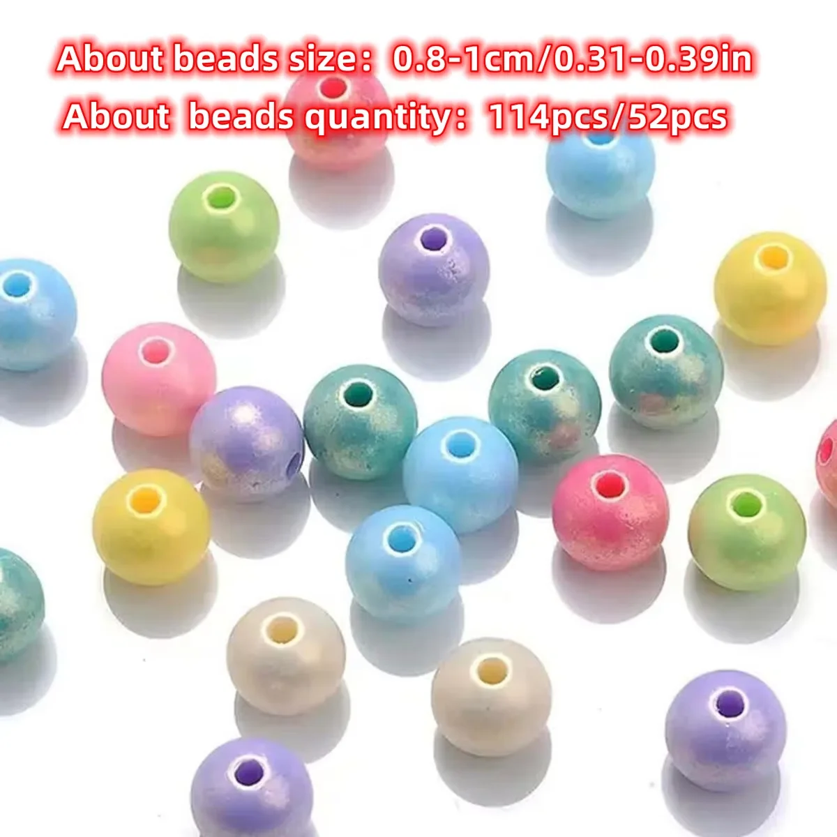 Image 3: 114 pièces/52 pièces Perles créatives solides mélangées de 8 mm/10 mm, parfaites pour la création de bijoux DIY