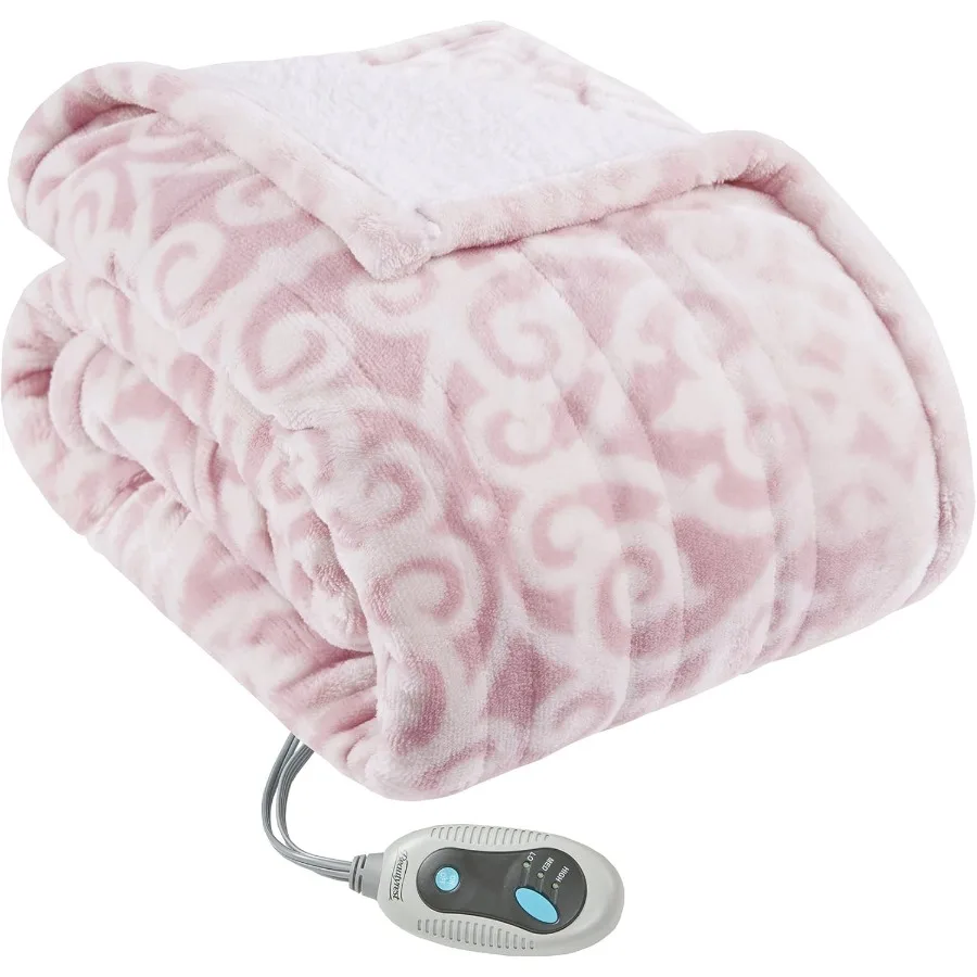 

Носимое электрическое одеяло-пончо Beautyrest, ультрамягкое одеяло из шерпа и берберского флиса с подогревом, сертифицированное UL и Oeko-TEX 3H