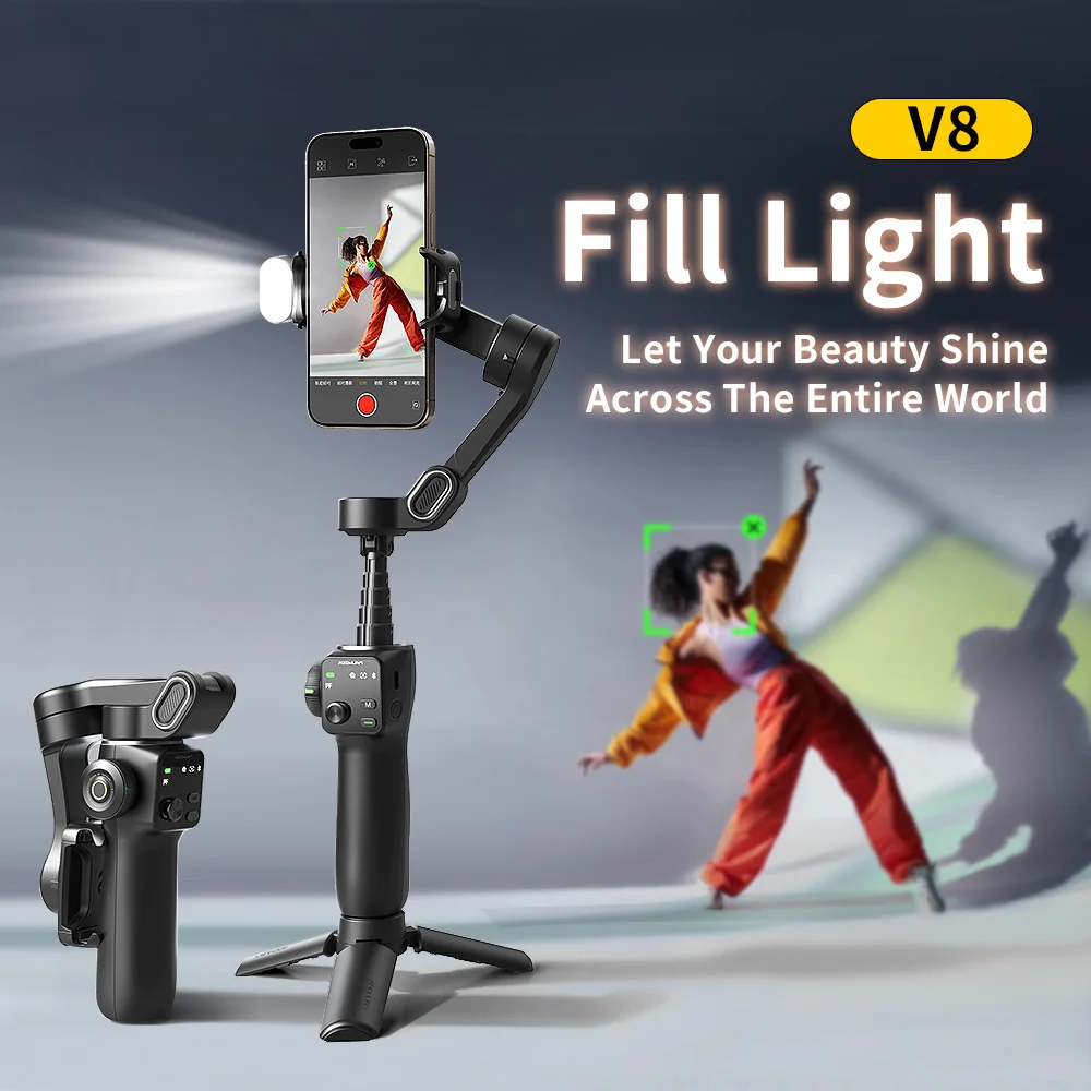 AOCHUAN 3-Axis يده مثبت الهاتف Gimbal مع تمديد قضيب 8.0 المضادة للاهتزاز تتبع الوجه للهاتف في الهواء الطلق اطلاق النار مدونة فيديو