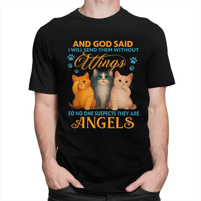 مخصص مضحك القط هي الملائكة يقتبس تي شيرت الرجال قصيرة الأكمام الآباء يوم تي شيرت الشارع الشهير المحملة 100% القطن سليم صالح بلايز