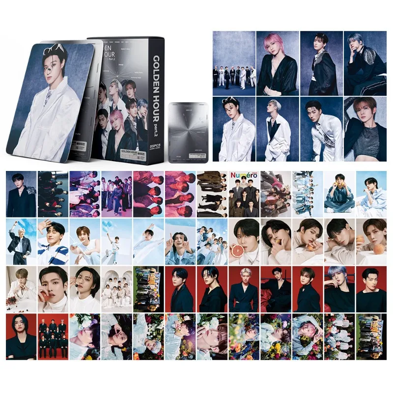 55 buah/Set Album foto kartu Lomo KPOP ATEEZ Album Mini 11th Golden Hour Part.2 ATEEZ kartu pos fotocross kualitas tinggi