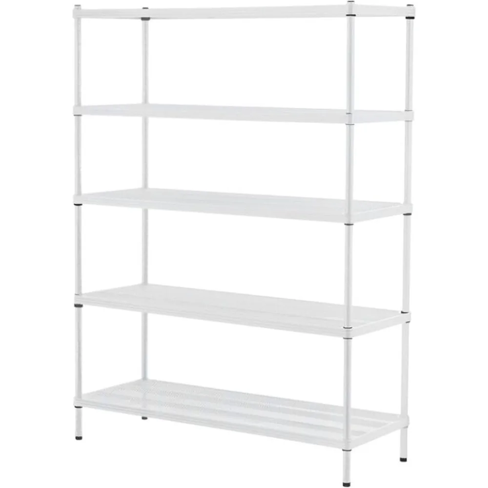 

5-Tier Steel Shelving Rack, 440lb Capacity Per Shelf, White