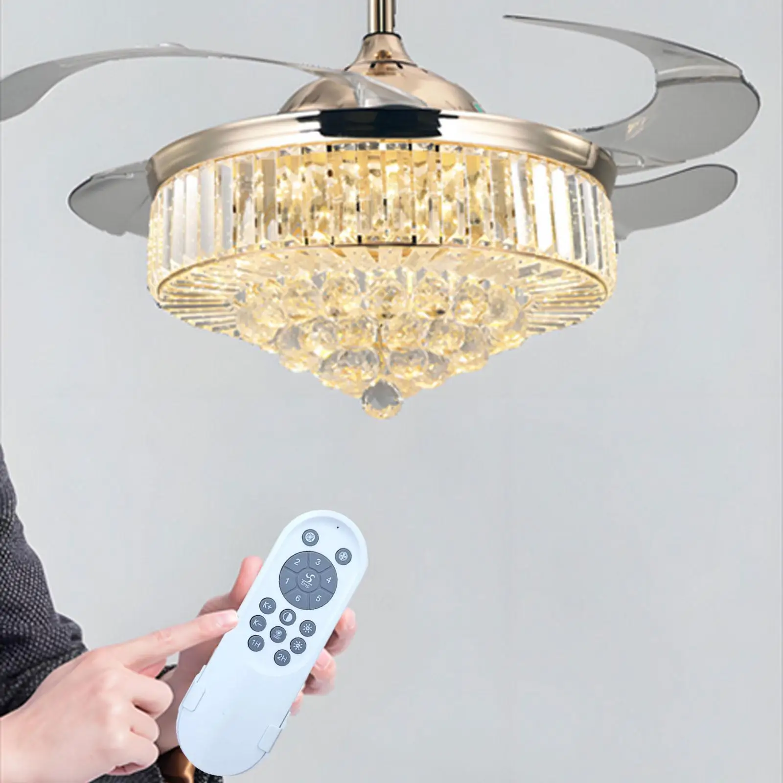 24V Fan Light Remote Control Replacement with Six Speed Timing Dimmer for Low Profile Ceiling Fans Indoor