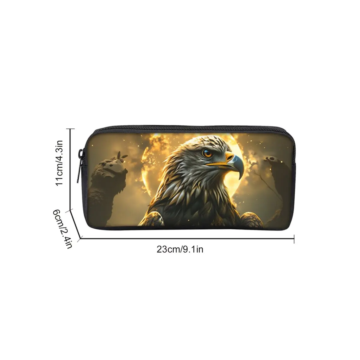Eagle Print Single Layered Pencil Case for Boy/Girls Best Gifts 2D Flat Cartoon School Supplies Pencil Pouch for Children