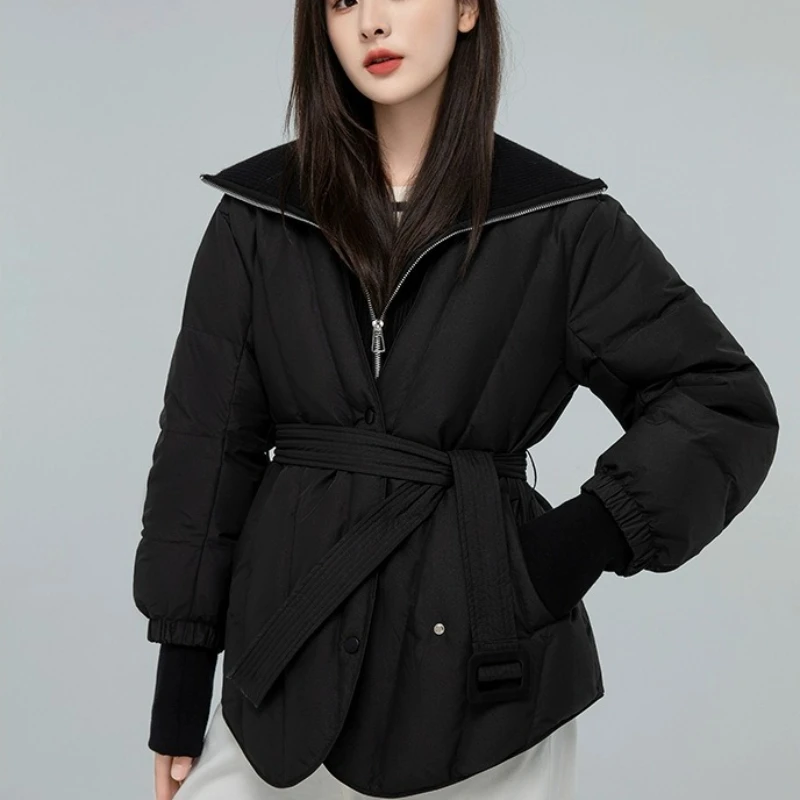 Piumino da donna finto in due pezzi di visone come piumino corto invernale Parka imbottito con piume d'anatra