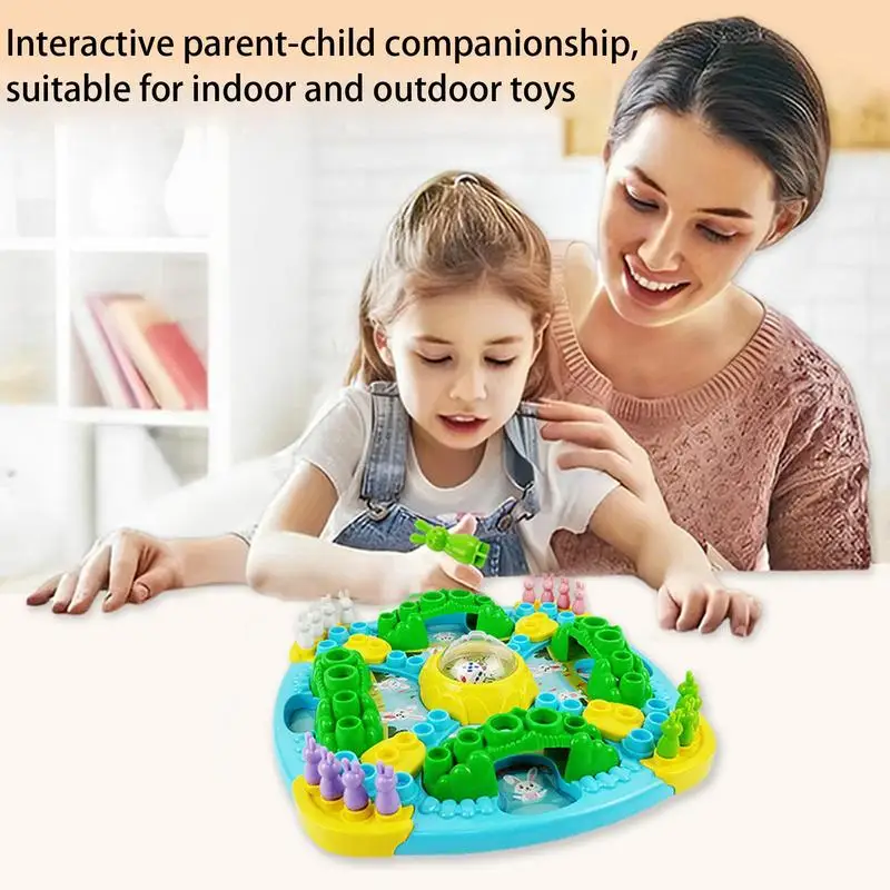 Flying Chess Game Chinese Chess Board With Bunny Design Family Party Board Game Parent-Child Game Kids Flying Chess For Engaging