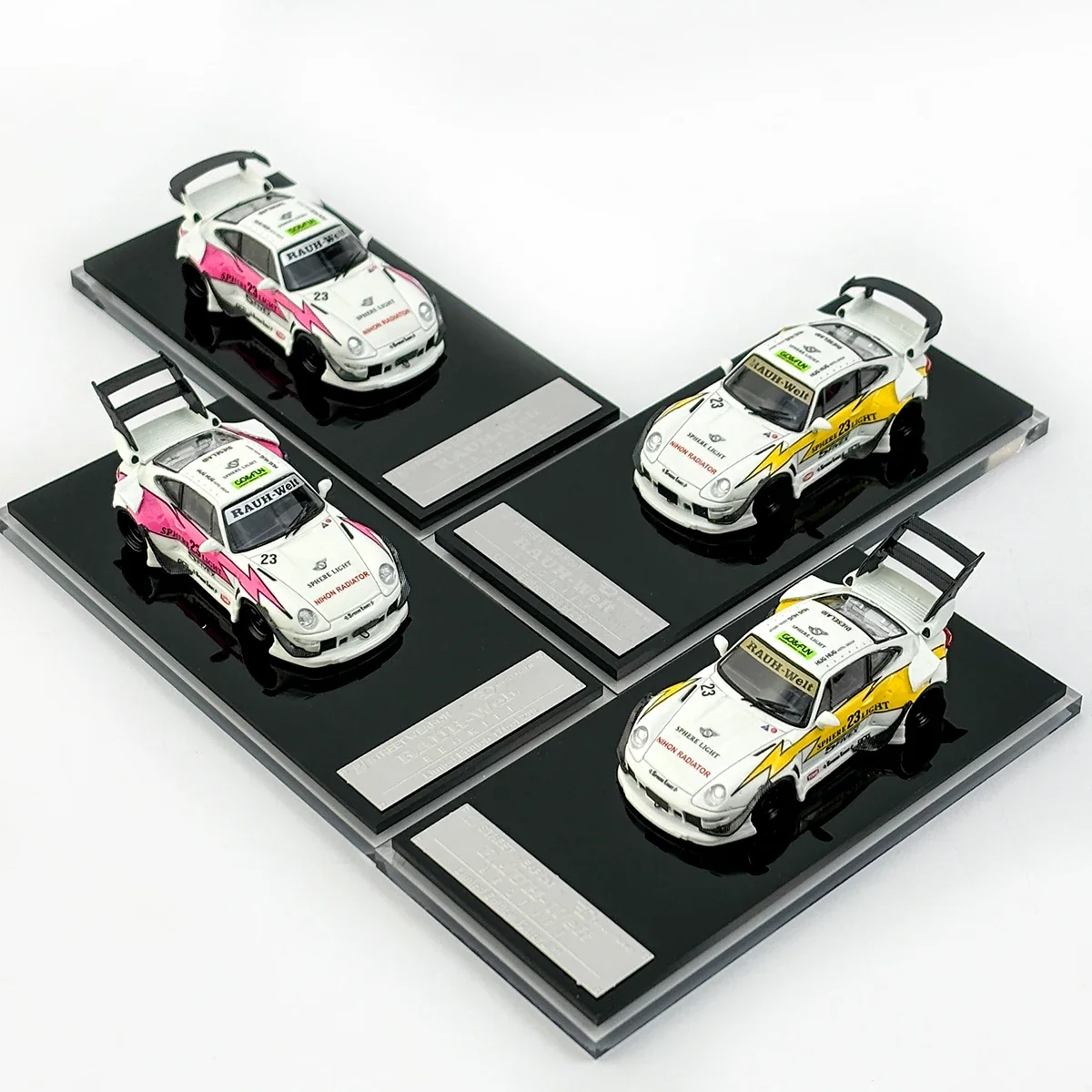 

SW In Stock 1:64 RWB 993 Lightning Painting Luminous Paint Diecast Diorama Car Model Collection Miniature Toy Street