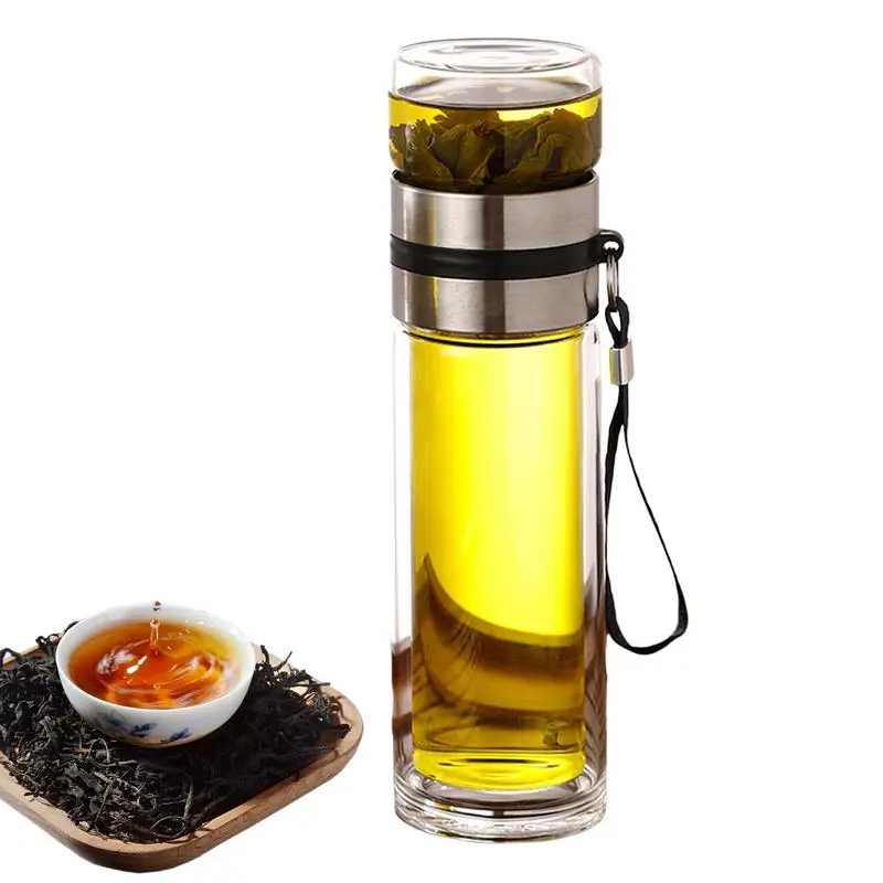 

Tea Water Separation Brewing Cup Double Layer Anti-Scald Insulated Transparent Cup Traveling Water Separation Tea Bottle