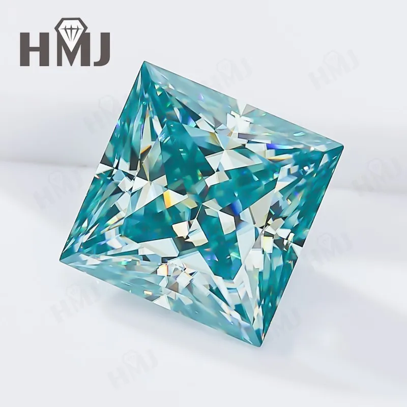 

Moissanite Diamond Princess Shape Brilliant Cut 0.3-10CT Aqua Blue Color VVS1 Clarity GRA Certificate Pass Diamond Tester Beads