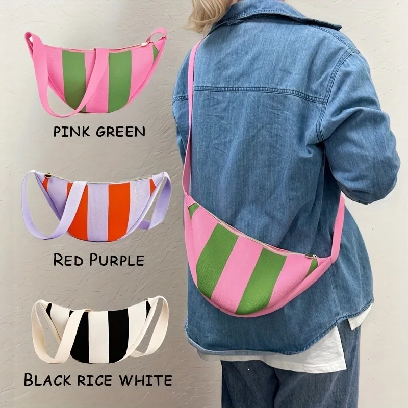 Fashionable Knitted Striped Crossbody Bag for Men and Women  Multifunctional and sports style light crossbody waist bag