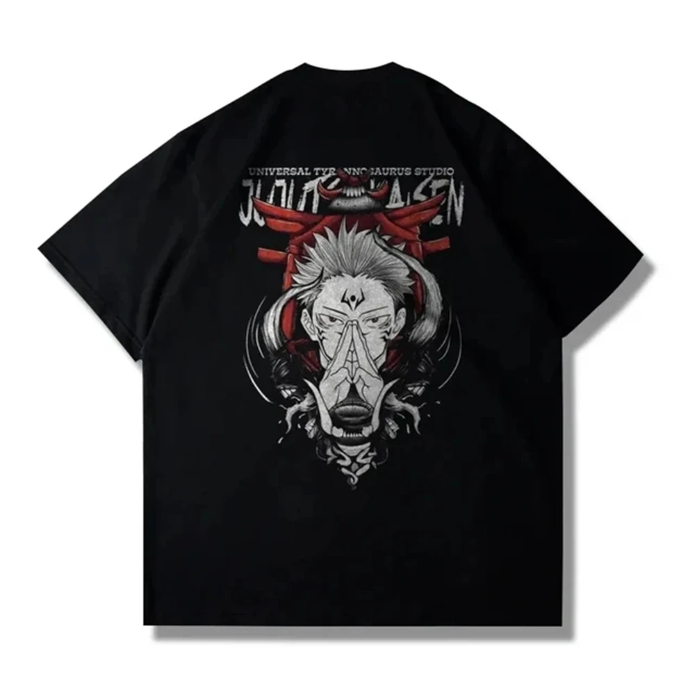 Men\'s Cotton T-Shirt 2024 Y2k Retro Cotton Short Sleeve Shirt Jujutsu Kaisen Ryomen Sukuna Japanese Anime Print T-Shirt 72456