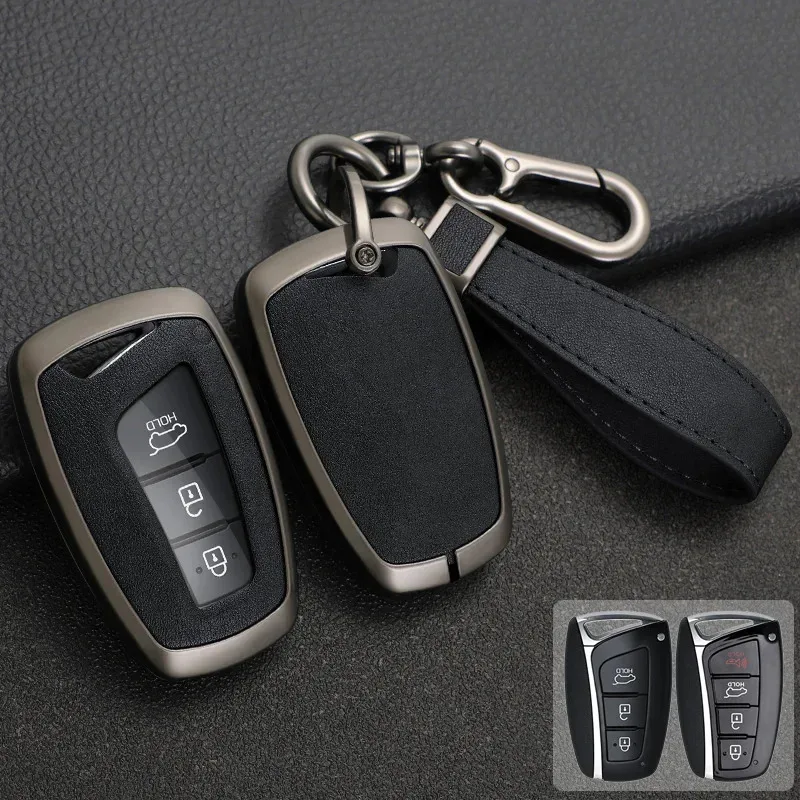

Zinc Alloy Car Key Case For Hyundai Grandeur HG Sedan Santa Fe 3DM Grand EQUUS Genesis G80 Azera SantaFe 2018 IX45