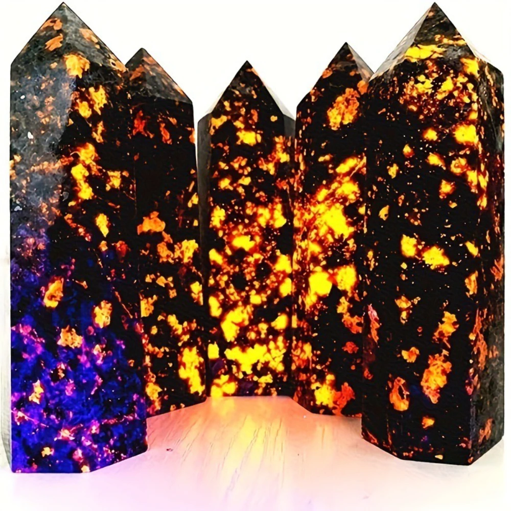 Natural Energy Crystal  Flame Stone features powerful energy crystal wand Healing spirit fluorescent sorcery home decor