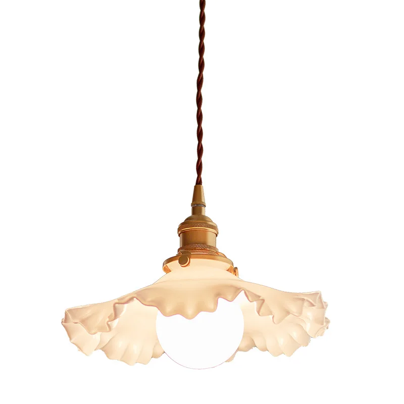

Nordic restaurant chandelier, bay window, cafe, bedside, hallway on both sides, retro pleated glass lamps