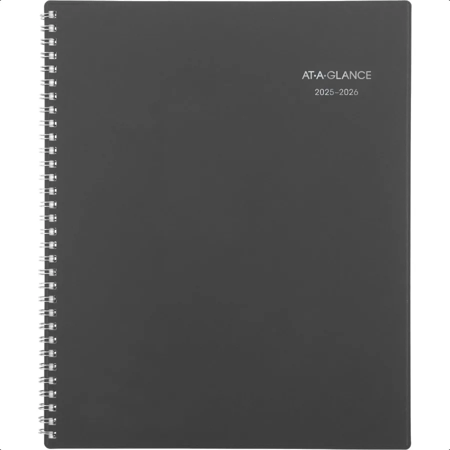 

20252026 Academic Monthly 81 2" x 11" Large Monthly Tabs Flexible Cover DayMinder Charcoal AYC47045