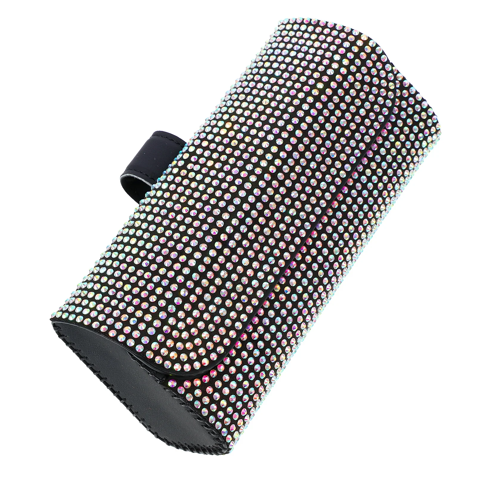 

Car Eyeglasses Holder Rhinestone Visor Case Creative Storage Box Glasses Clip Automobile Clamp PU Drills Sunglasses