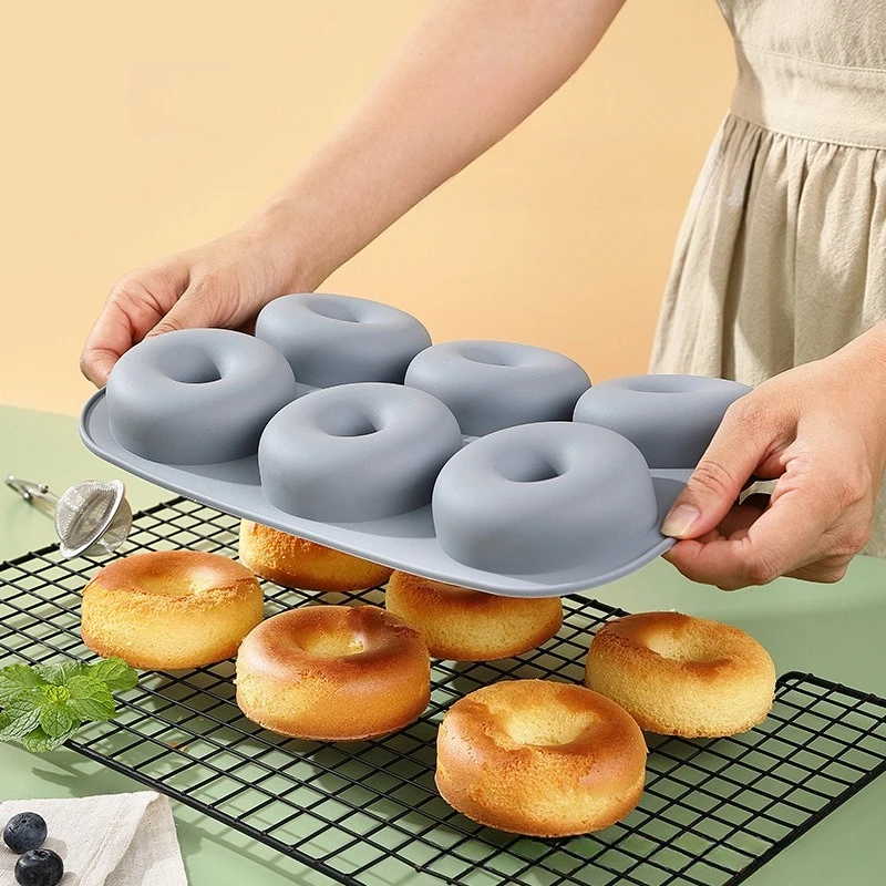 6 löcher Backform Food Grade Silikon Antihaft-Donut Formen Schokolade Cupcake Pan DIY Muffin Küche Werkzeug für Ofen backformen