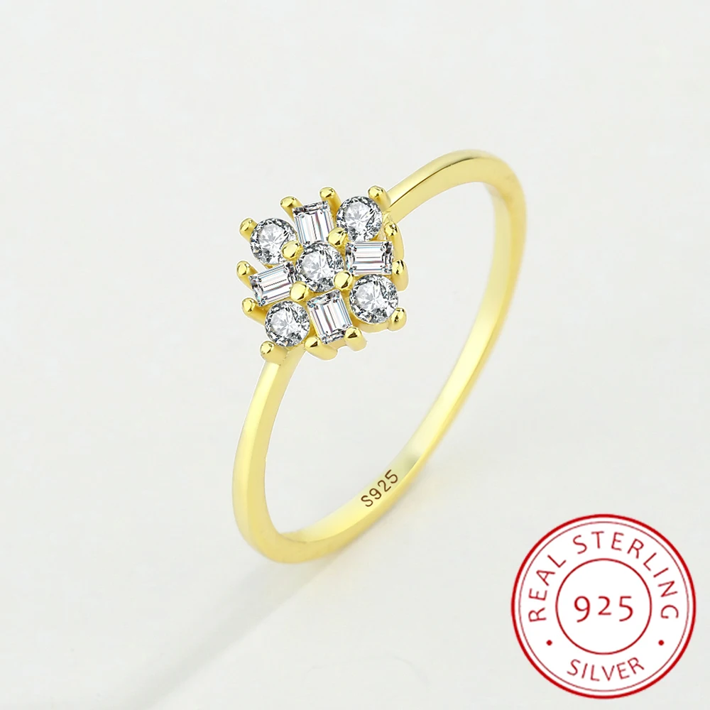 

2022 NEW Luxuriou Flower Full Of Diamond 18K Gold Couple Ring For Women Crystal Genuine Sterling Silver Anniversary Gift Jewelry