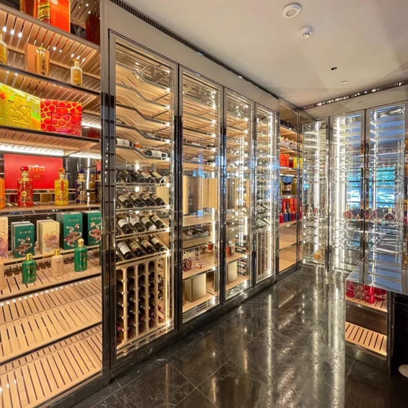 Airo Custom High-End Luxury Modern Style Stainless Steel Wine Refrigerator Cabinet Temperature Control Eco-Friendly Home
