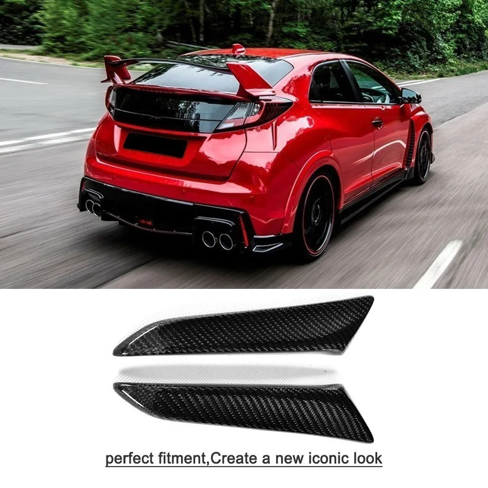 Carbon Fiber Rear Bumper Vents Decoration Trims Fins for Honda for Civic Type R Hatchback 5-Door 2015 2016