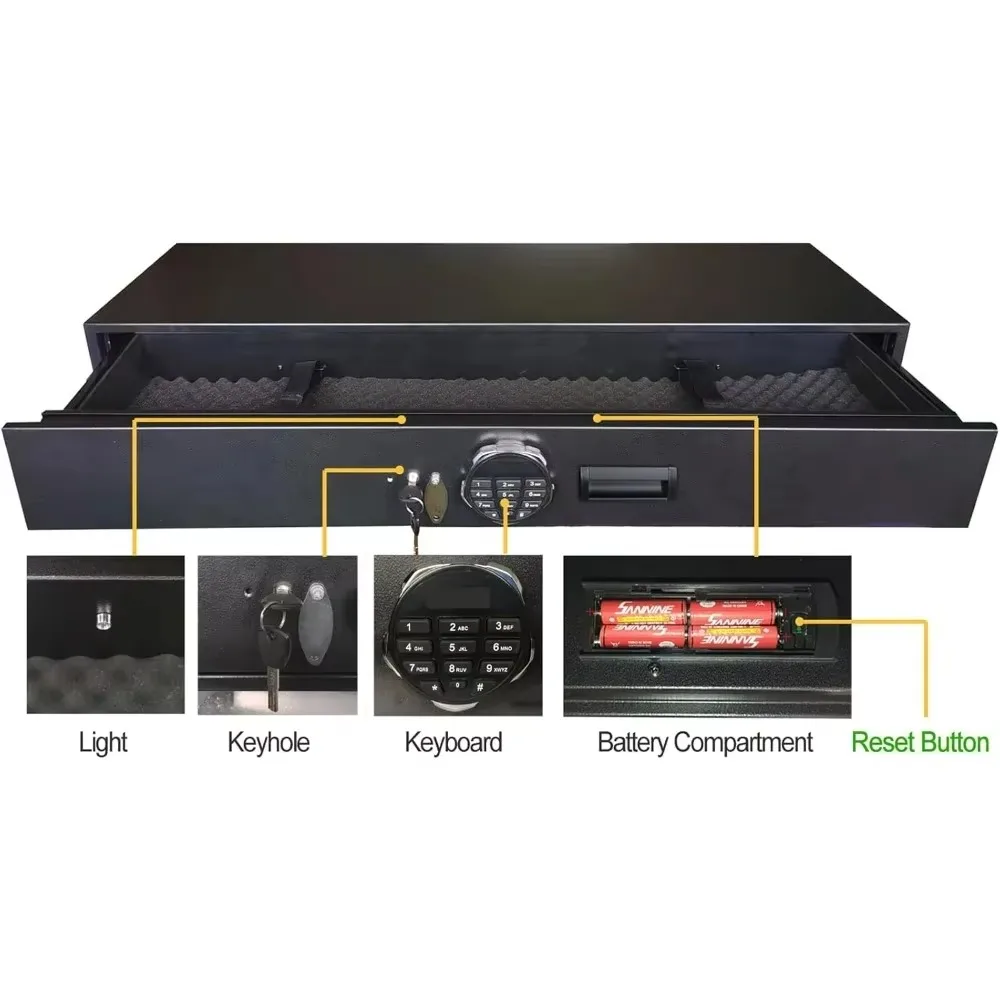 Heavy-duty Under Bed Safe, Rapid Gun Storage Safe Drawer Safe for AR Rifle Ammo Pistol Accessories for Home and Vehicle