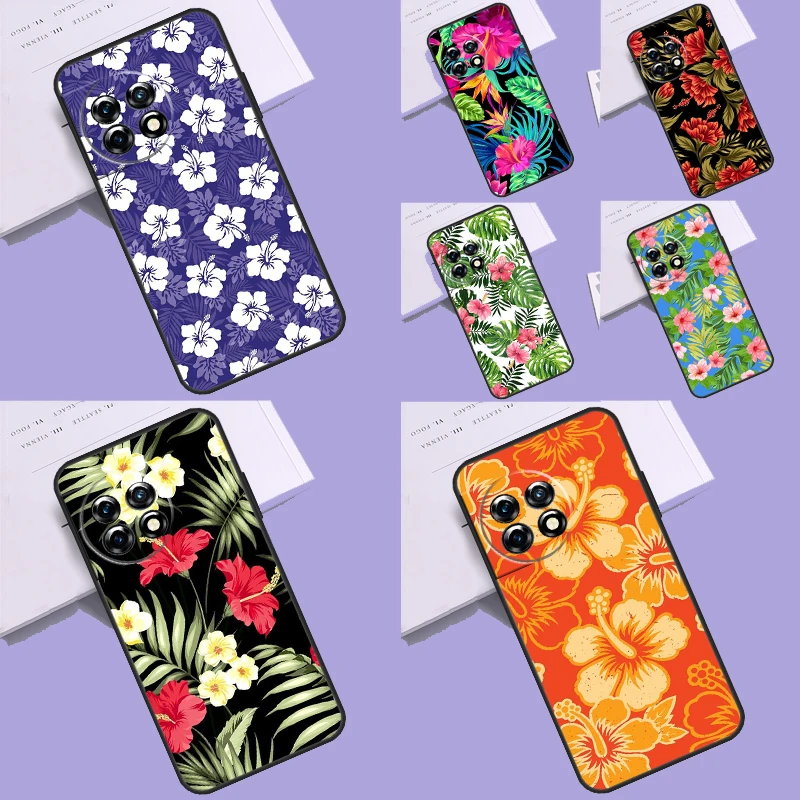 Hibiscus Flowers Floral Hybrid Case For OnePlus Nord 3 2T CE 2 Lite N10 N20 N30 Cover For OnePlus 11 8T 10T 9RT 8 9 10 Pro