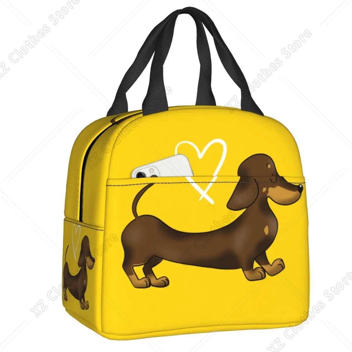 

Custom Dachshund Love Insulated Lunch Bag Women Waterproof Wiener Badger Sausage Dog Thermal Cooler Bento Box Office Work School