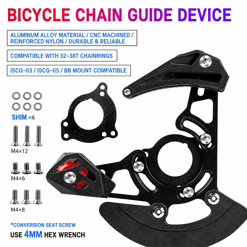 MTB Bike Chain Guide ISCG 03/05 BB Mount Single Chainring 32-38T 1x System Chainwheel Bash Protector Plate Bicycle Accessory
