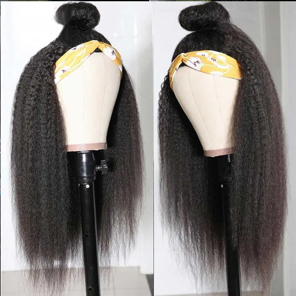 

Kinky Straight Headband Wig Glueless Human Hair Wig Ready To Wear No Lace Front Brazilian Headband Human Hair Wig for Women
