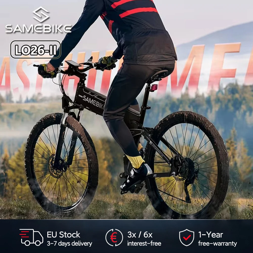 Samebike LO26-II Faltbares Elektrofahrrad für Erwachsene, 26-Zoll-Mountainbike mit 48V 14Ah Abnehmbarem Akku, 60-80km Reichweite