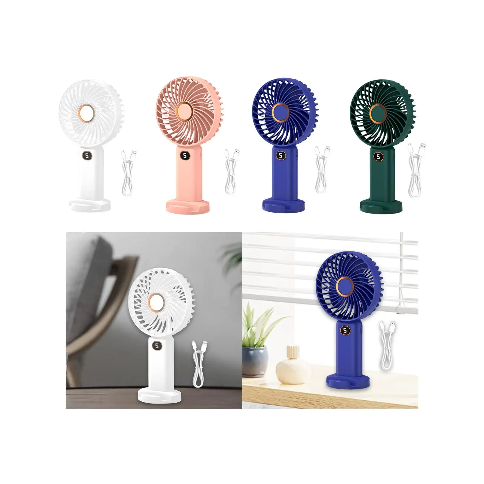 Mini Portable Fan 5 Speeds with Base Mini Handheld Fan for Indoor Women Girl