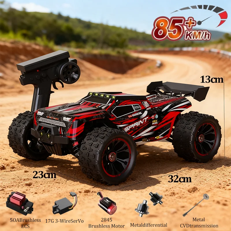 

9522PRO 1:16 полноприводный высокоскоростной внедорожный автомобиль Monster с дистанционным управлением 85 км/ч супер бесщеточный двигатель Or50 км/ч радиоуправляемый автомобиль в подарок