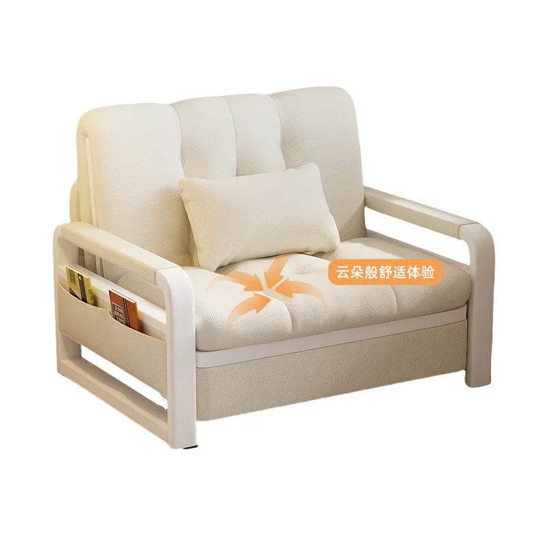 

Cream folding bed single household adult confinement lunch break recliner small easy to stay