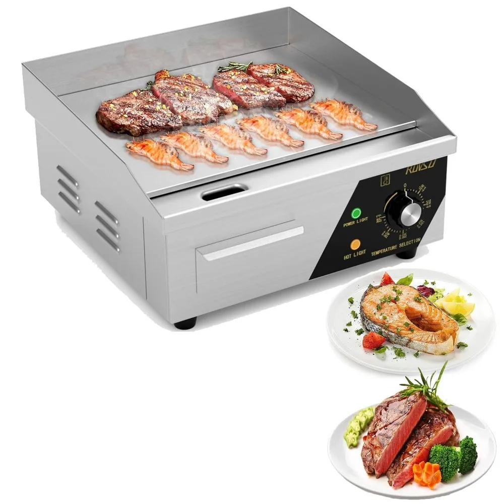 

14" Commercial Electric Griddle Countertop Griddle Flat Top 1500W Restaurant