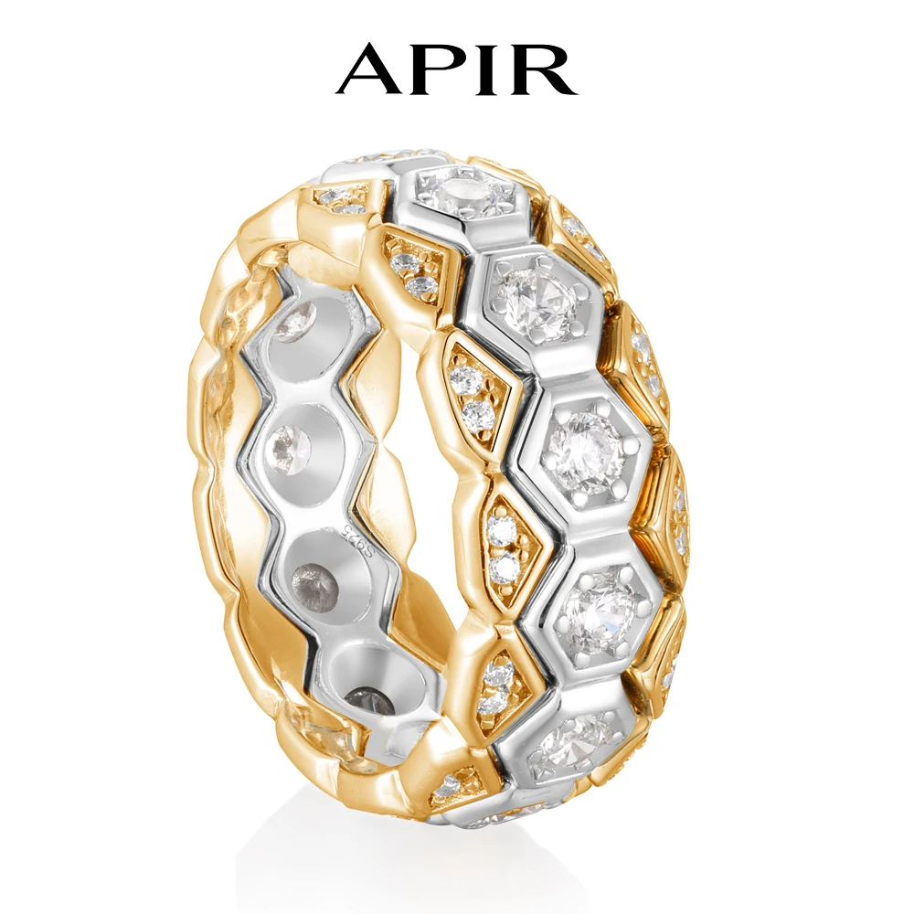 

APIR 3 in 1 Detachable Full Moissanite Ring for Women Man Honeycomb Geometric Design Rings Wedding Fashion Statement Jewelry