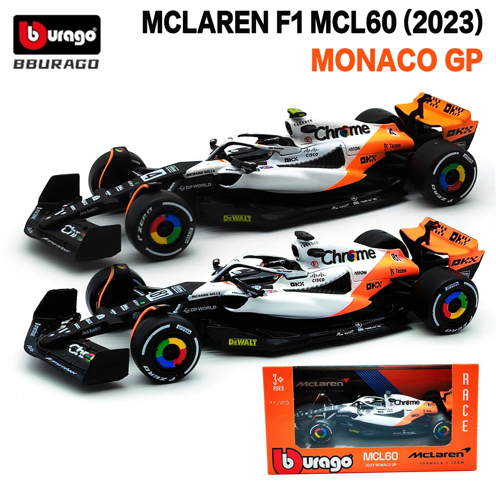 Bburago 1:43 2024 F1 Mercedes-AMG W15 #44 Hamilton Mclaren MCL38 MCL60 Monaco GP #4 Norris #81 Piastri Formula Car Model Gifts