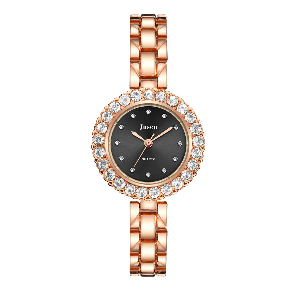luxury shining rhinestone quartz steel women wrist watch