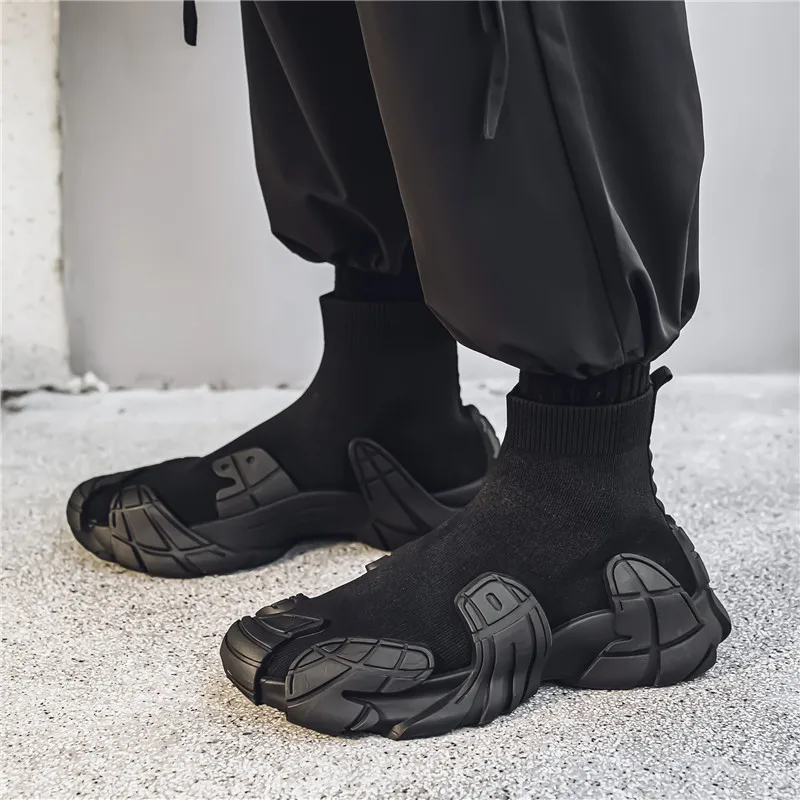 Outdoor Winter Men Casual Boots Designer Soft Sneakers Breathbale Men‘s Socks Shoes Slip-On Flat Lightweight Walking Sport Shoes