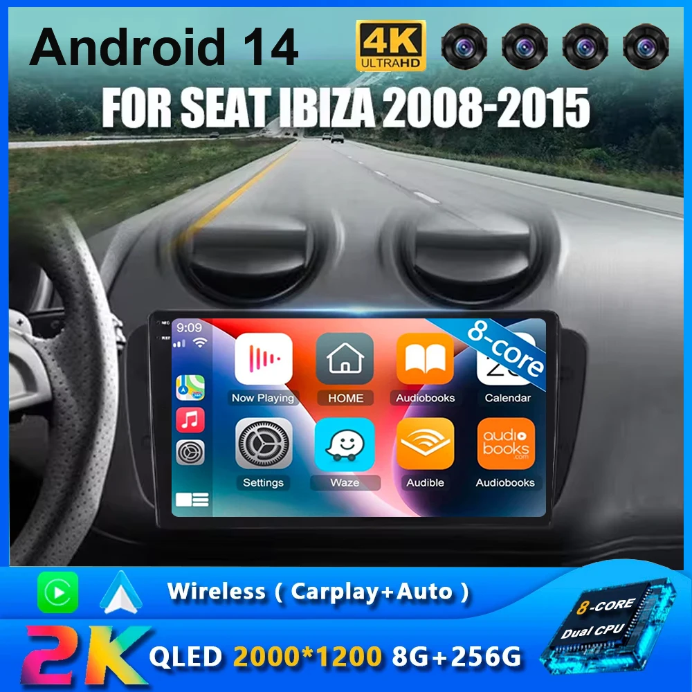 

2 Din Android 14 Car Radio Multimedia video Player For Seat Ibiza 2008 - 2015 Navigation Carplay Auto DVD GPS Navigation Player