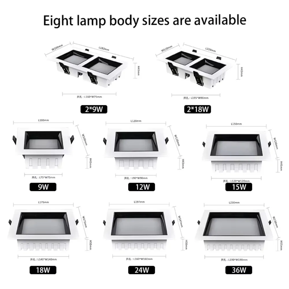 Picture 5: Square Recessed LED Downlight Ceiling Mounted Anti-Glare LED Downlight for Home Office and Living Room