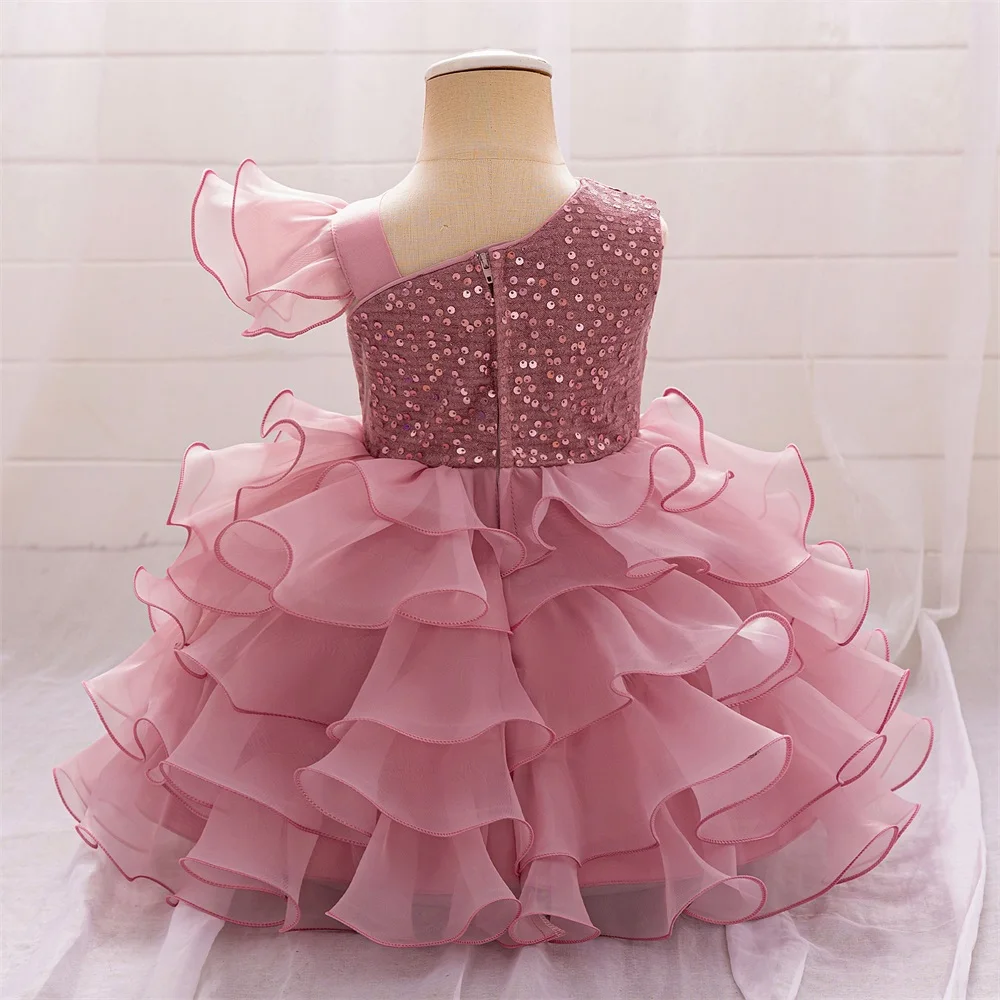 Sequin Baby Girls Party Dresses Toddler Layered Tutu Gown Bow Infant Baby 1st Birthday Princess Dress For Girl Wedding Costumes