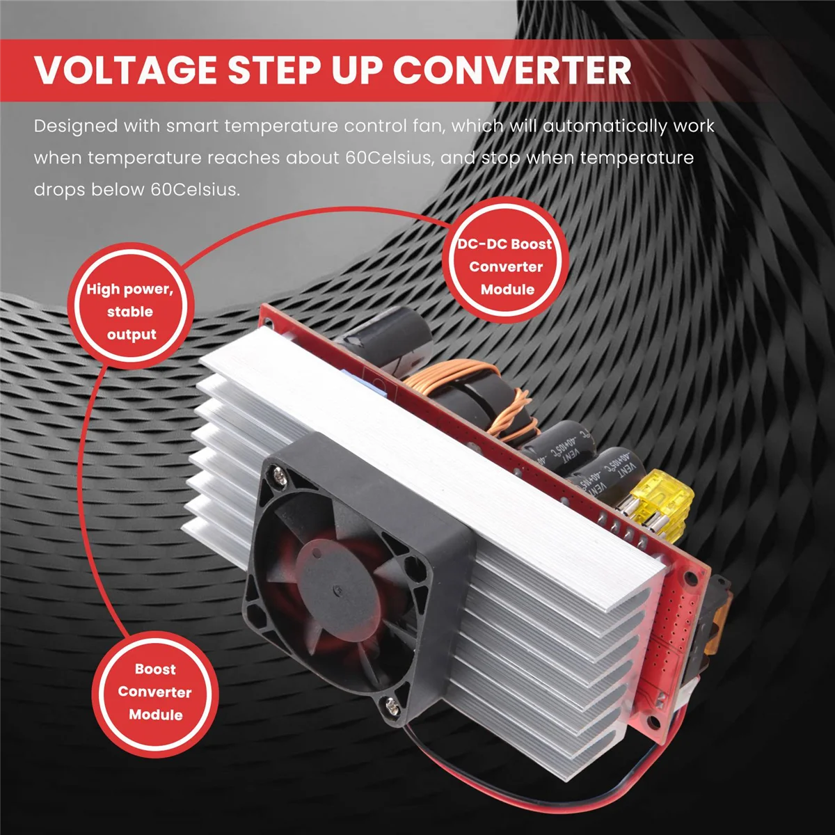 DC-DCブーストコンバーターモジュール、電圧ステップアップコンバーター、cc cv電源、10-60vから12-97v、30a、1500w