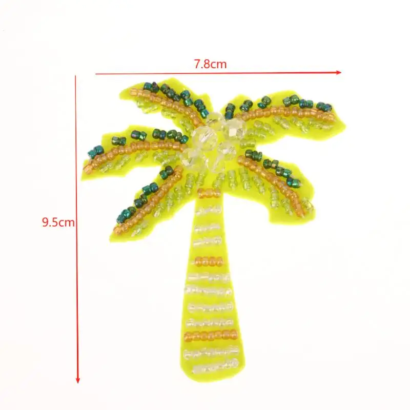 Parches de árbol de coco con cuentas coloridas 3D para ropa, sombrero, costura, accesorios de cuentas, apliques de decoración DIY