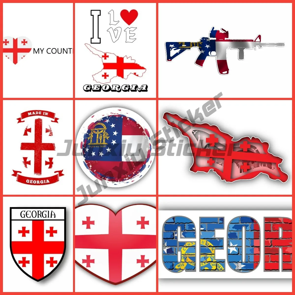 

Georgia Flag Emblem Map Sticker Laptop Car PVC Wall Rooms Window Van Laptop Helmet Racing Accsesories Fridge Decoration Decals