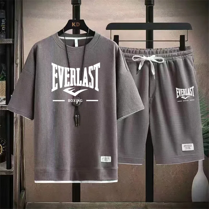 

Men's fashionable sportswear set, a new 2025 summer outdoor men's round-neck short-sleeved T-shirt and casual shorts 2-piece set