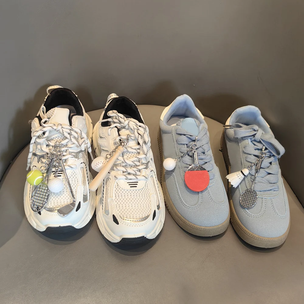 Handmade Tennis Baseball Shoe Decoration Pendants Badminton Pendants Sneaker Shoe Accessories Retro Sport Style Shoelace Clip image 6