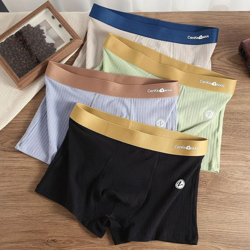 4 Men's  Underwear Modal Graphene Antibacterial Simple Stripes Comfortable Breathable Four Corner Short Shorts Cotton Underwear