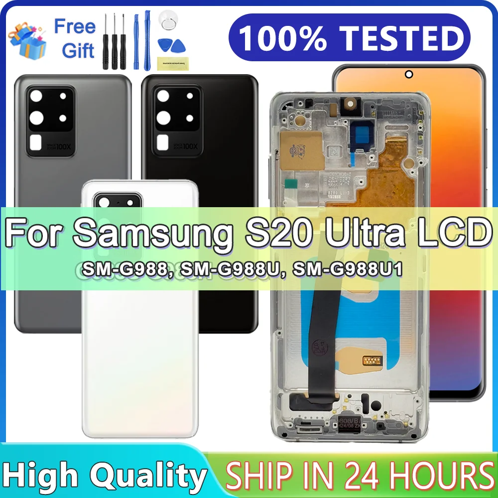 

Tested S20 Ultra LCD With Frame For Samsung S20 Ultra 5G LCD G988 G988B SM-G988U Display Touch Screen Digitizer Replacement