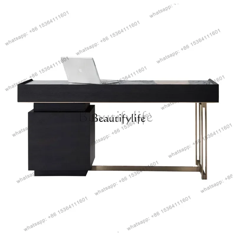 HJ Italian minimalist marble surface combination desk modern light luxury study desk